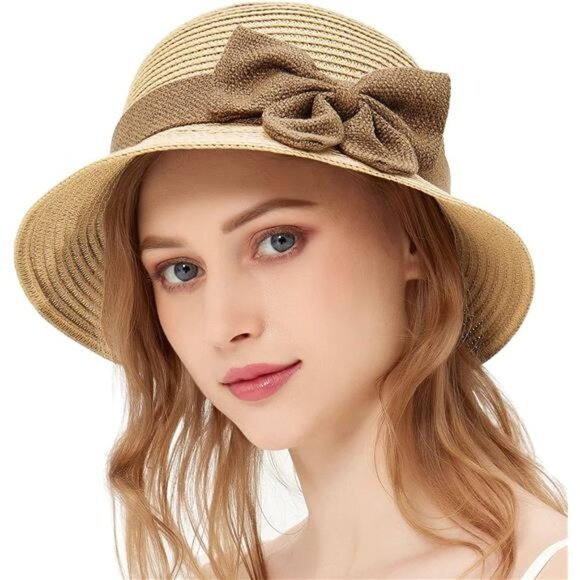 Women\'s Sun Straw Hat Cloche Hat Summer Hat Vintage Hat Foldable main image 7